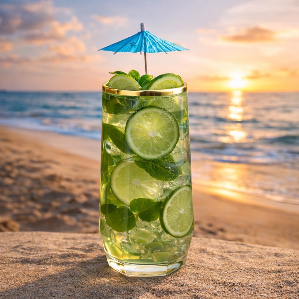 48 Pack Diamond Unbreakable Stemless Plastic Wine Stemless Toasting coacktail Glasses, Durable 9 Oz BPA-Free Disposable Champagne Flutes for Weddings, Bars, Events, and Celebrations (Diamond Gold Rim)