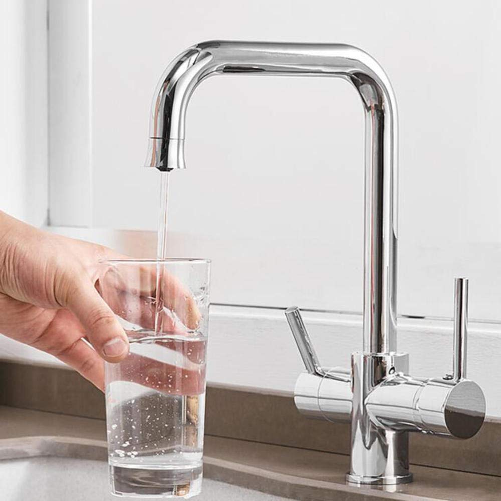 3-Wege-wasserfilter-küchenarmatur, verchromtes Messing, 3-in-1-wasserhahn, heißes und kaltes direkttrinken, Filtration, küchenarmaturen-b