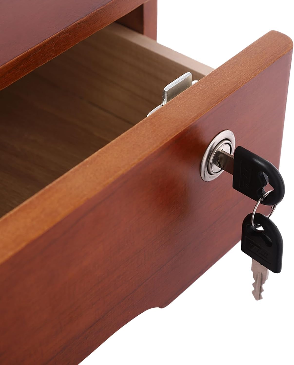 Stilvoller Schreibtisch-Organizer Aus Holz Mit Schublade Und Schloss, Hochwertiger Aktenschrank Für Zuhause Und Büro, Ideal Zur Aufbewahrung Von Papieren, Schreibwaren Walnut & White