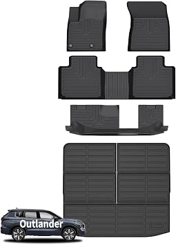 All Weather Floor Mats and Cargo Liner Set Fit for Mitsubishi Outlander 2022-2024 Not Fit PHEV or Sport Models TPE Car Mats Floor Liners Outlander Trunk Mat Accessories