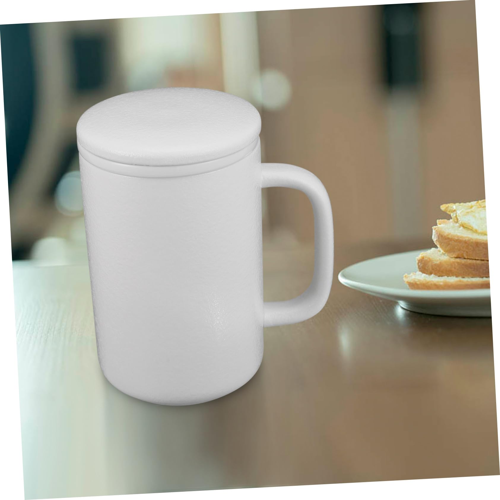 Keramik Teetasse 400ml mit Deckel und Teesieb, Weiß