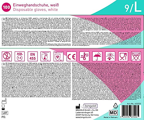 Einmalhandschuhe BINGOLD Nitril 30PLUS, Nitrilhandschuhe, weiÃ, GröÃe L, 100-er Pack – Bild 3
