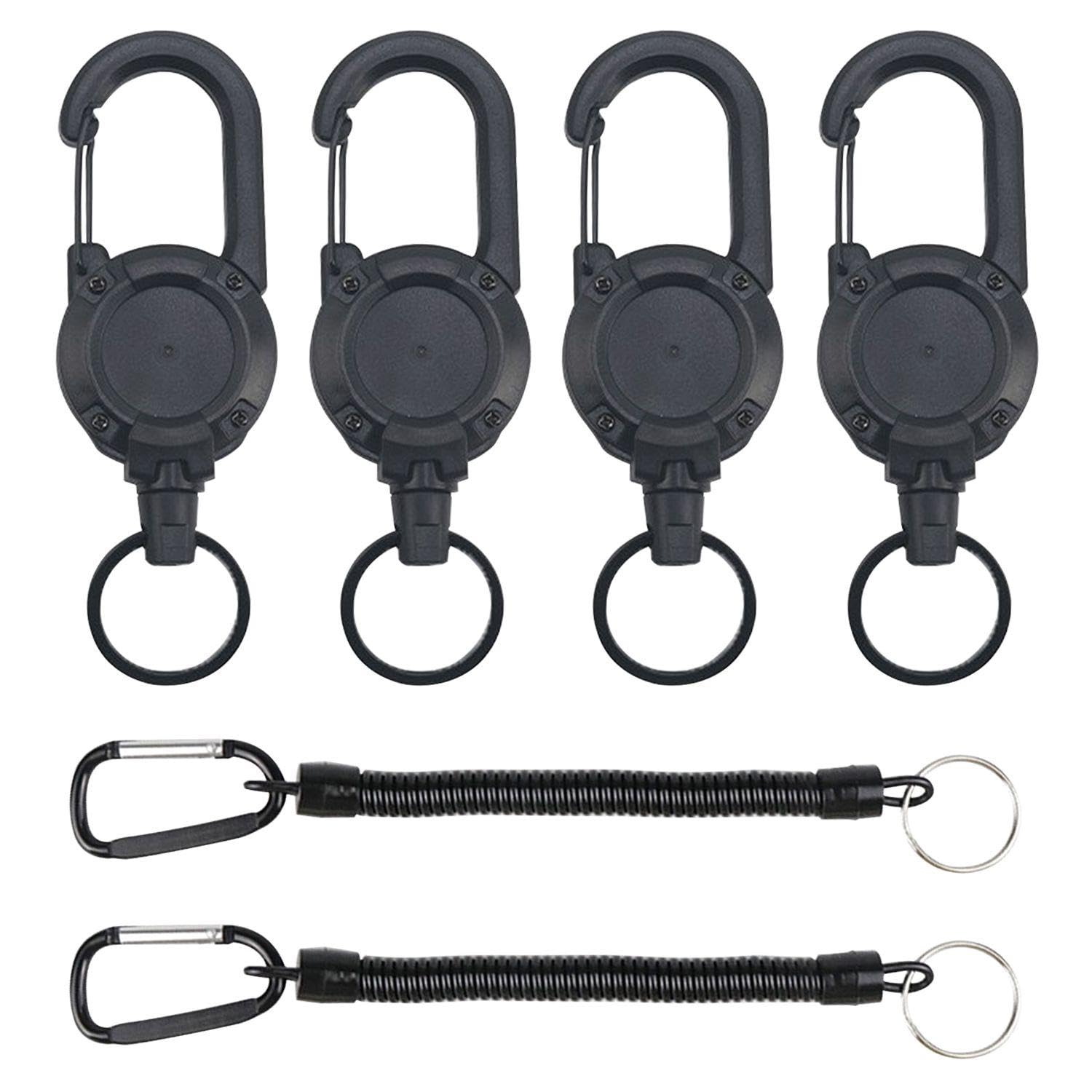 Gdfhbd Black 4 Anti-Lost Telescopic Buckles, 2 Fishing Spring Ropes, With Wire Rope Connection Hanging Buckles, Outdoor Fishing Accessories.