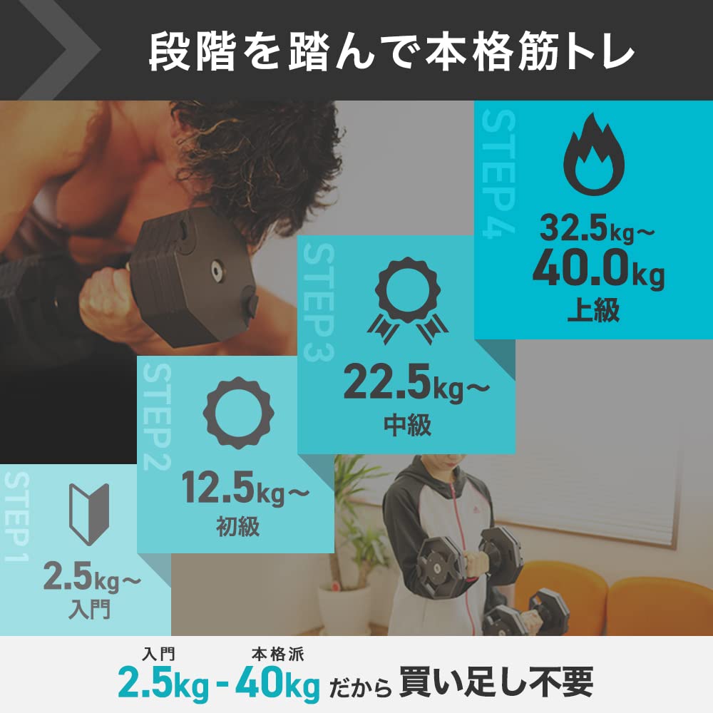 Amazon | HAIGE(ハイガー) 可変式ダンベル 40kgモデル アルティメット