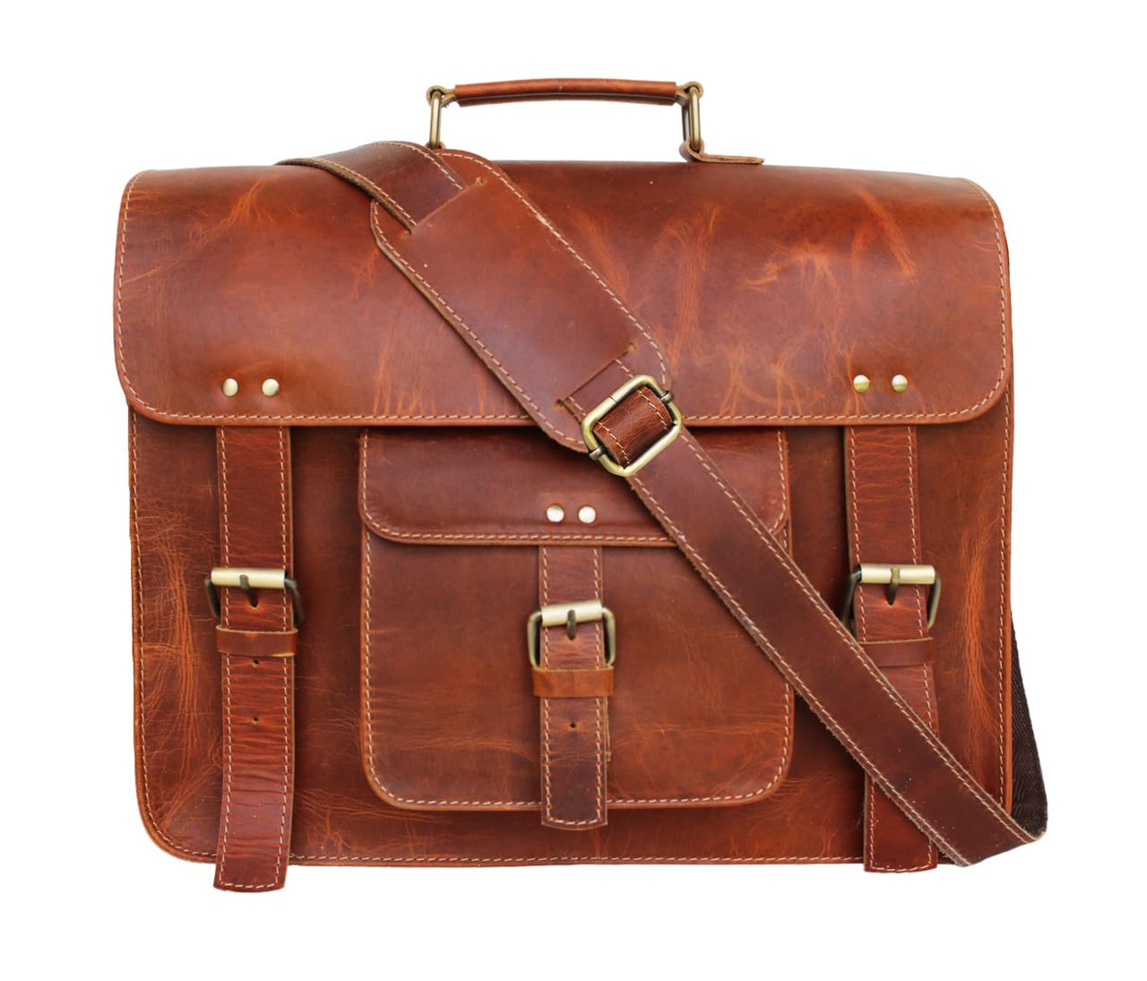 Vintage Look Leder Laptop Messenger Aktentasche Umhängetasche