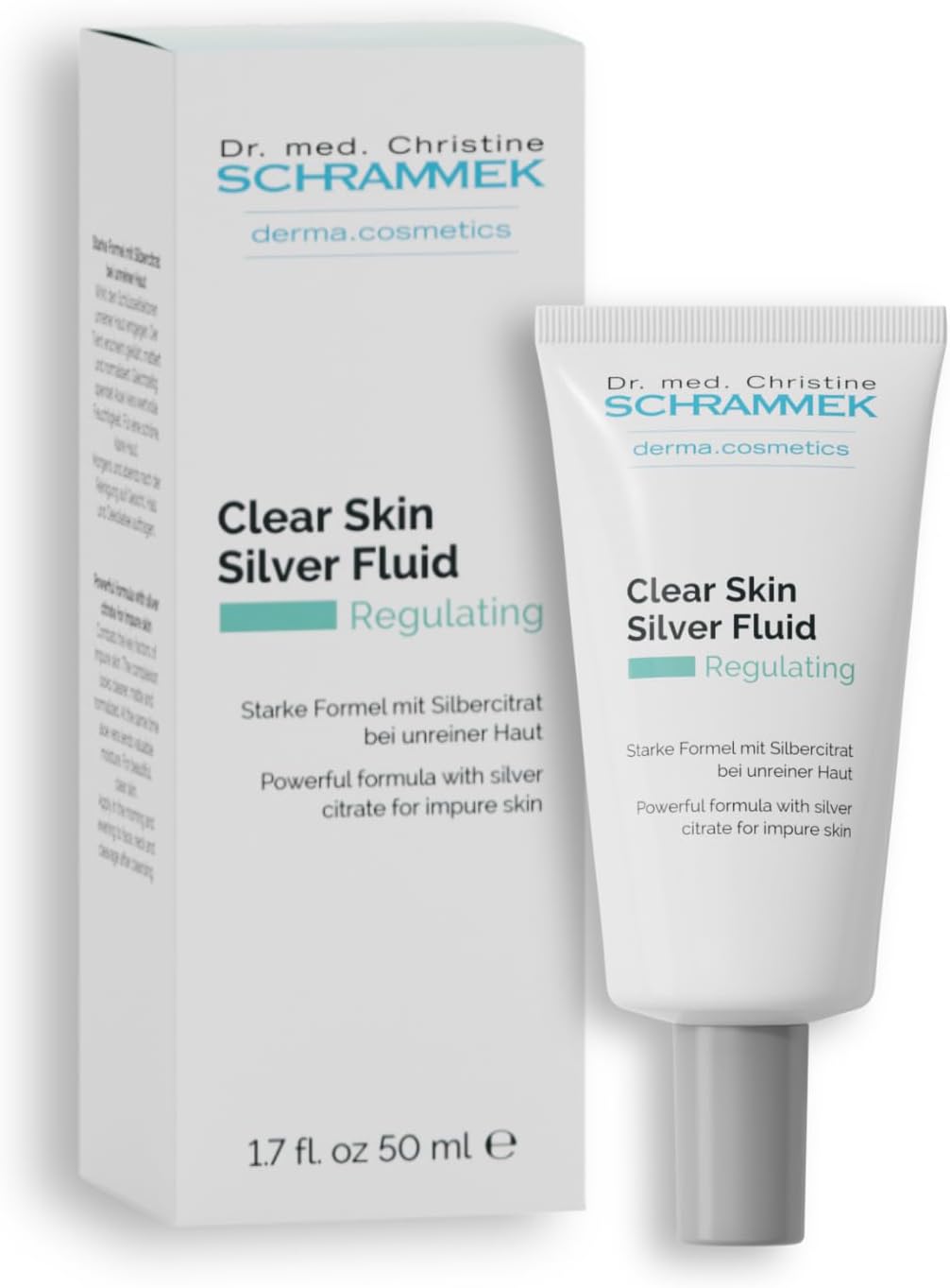 Clear Skin Silver Fluid (1.7 fl oz) - Powerful Formula for Impure Skin with Microsilver - Combats the Key Factors of Impure Skin - with Aloe Vera - Face Fluid - Skin Care - Dr. Schrammek