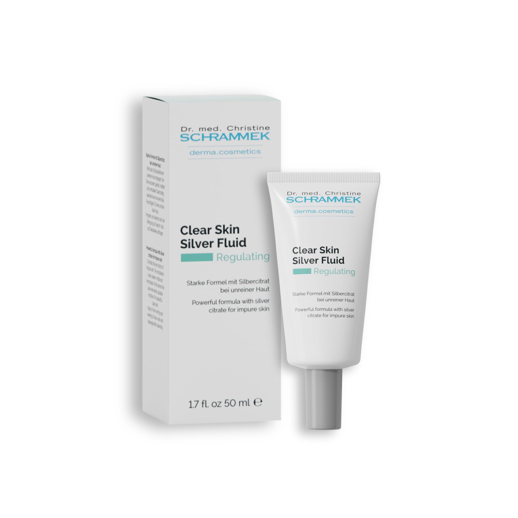 Clear Skin Silver Fluid (1.7 fl oz) - Powerful Formula for Impure Skin with Microsilver - Combats the Key Factors of Impure Skin - with Aloe Vera - Face Fluid - Skin Care - Dr. Schrammek