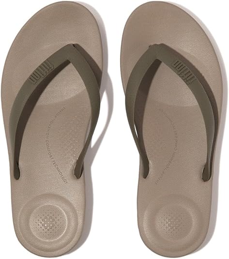 FitFlop Iqushion Mens 8 Timberwolf Beige Ergonomic Flip Flops Rubber Sandal‎ FitFlop iQushion Mens Ergonomic Flip-Flops - Trenton main image 4