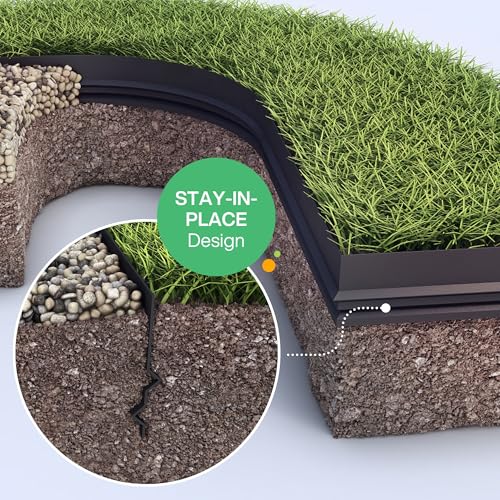 Flexible Rasenkante Kunststoff schwarz 10 m, 20 cm hoch - Robustes Stay-in-Place Design - Sehr Gut zu Verarbeiten, Min. 30 Jahre Lebensdauer, Unsichtbar - Beeteinfassung aus 100% recyceltem Plastik