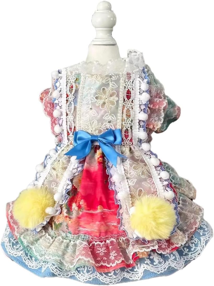 Elegant Princess Lace Dress Tutu Queen Style with Bowknot for Small, Extra Small Dog Teddy, Pug, Chihuahua, Shih Tzu, Yorkshire Terriers I-Pink Medium