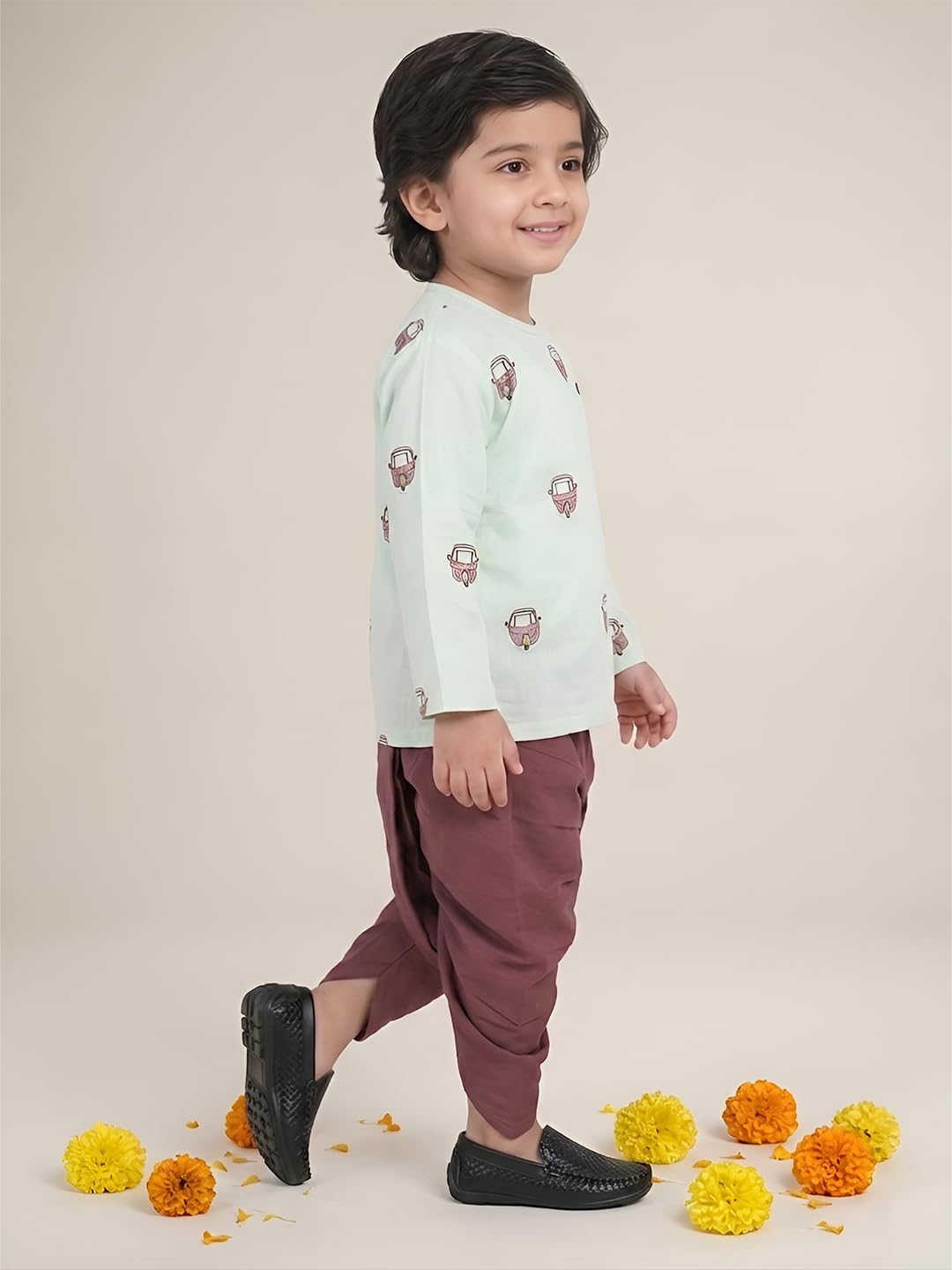 POLKA TOTS Elegant Traditional Dhoti Kurta Set for Baby Boys | Premium Cotton Ethnic Wear for Baby & Toddler Boy | Soft & Breathable Festive Outfit for Weddings (Rickshaw Embroidery, 9-12 M) 2