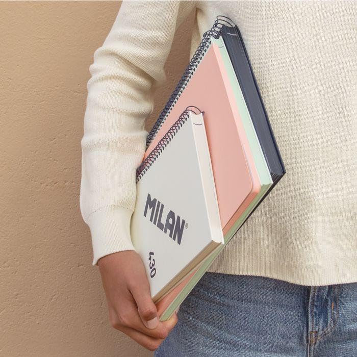 MILAN® A5 Hardcover Notebook 5x5mm Squared 80 Sheets 95gsm Collection 430 Beige - Image 3