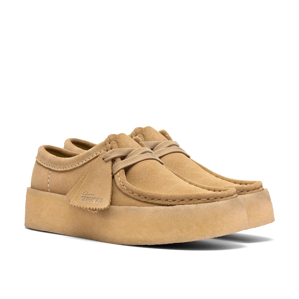 Clarks Damen - Schnürschuhe Wallabee Cup in beige Rauleder