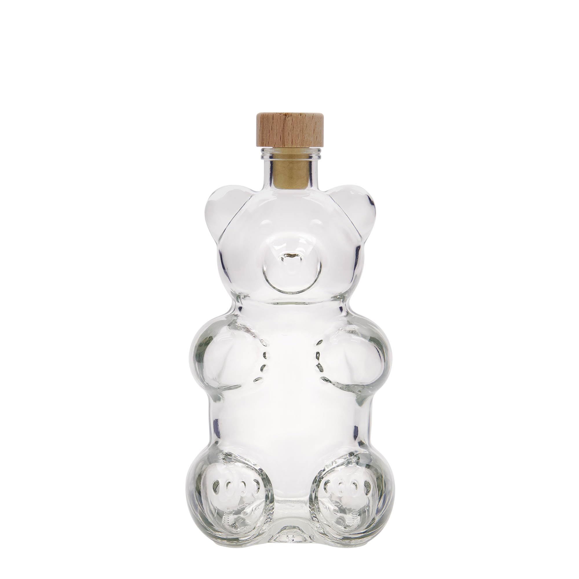 12er Set 350 ml Glasflasche Bär aus Klarglas mit Griffkorken aus Holz für Liköre Spirituosen Säfte kreative Geschenkideen und dekorative Abfüllungen
