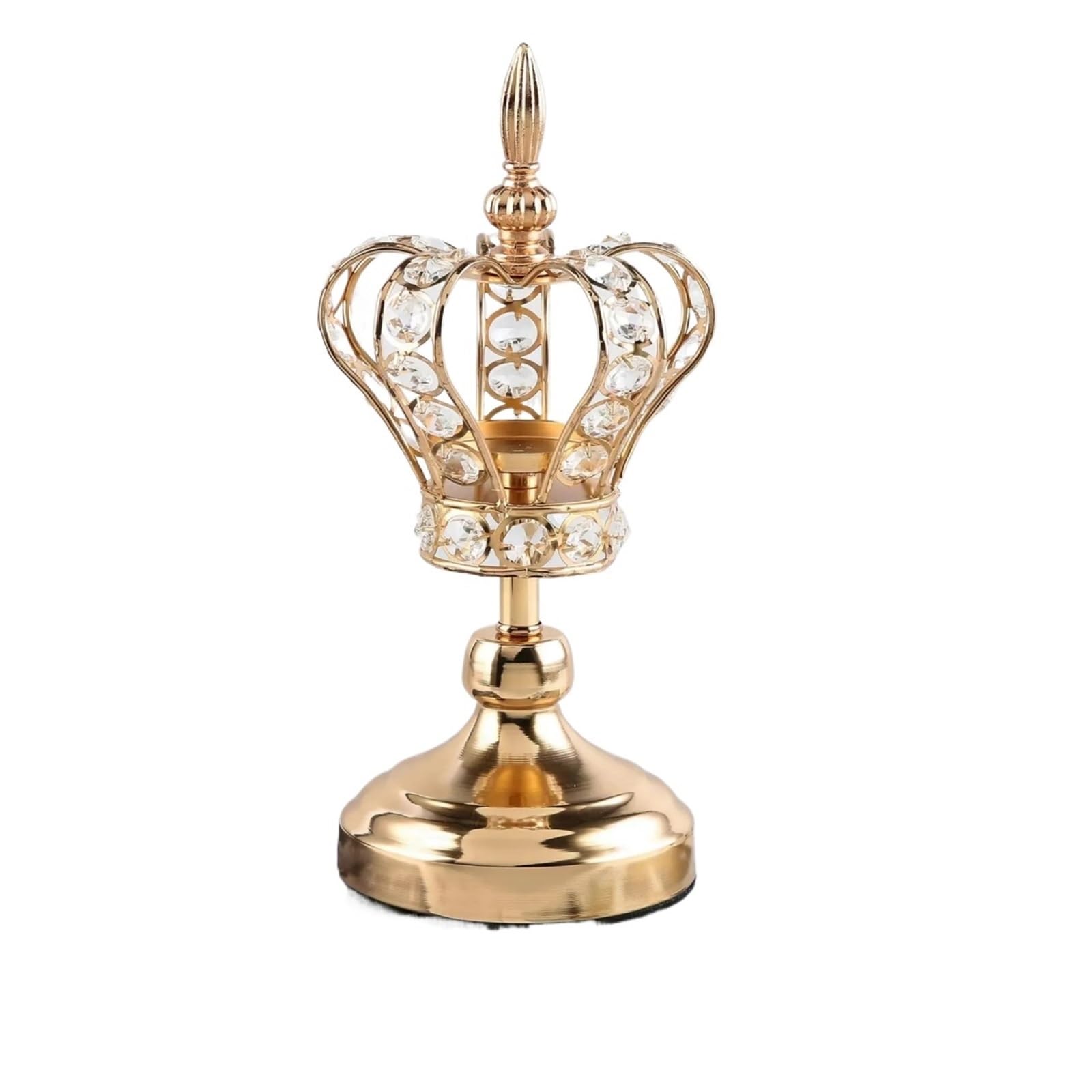 Golden Crystal Votive Candle Holder Tealight Holders, Vintage Candlestick For Able Centerpiece Wedding(M)