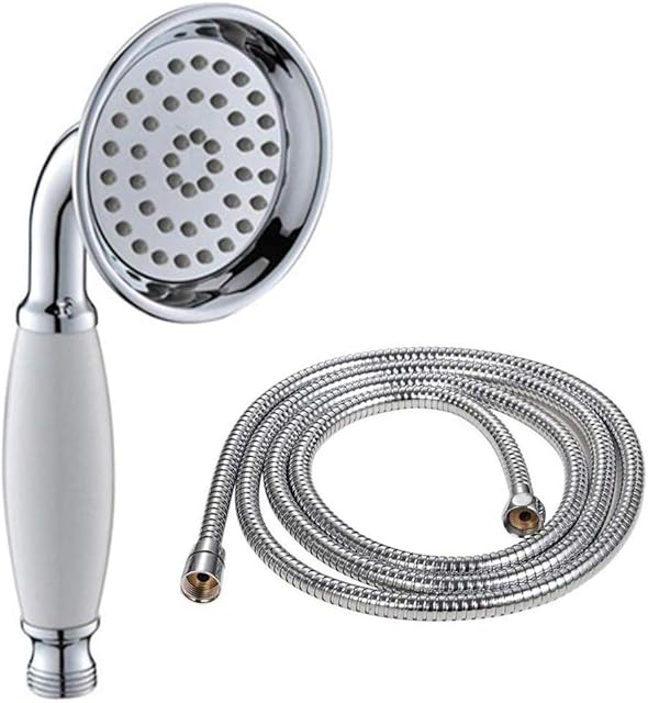 Delnet Classical High-Pressure Head Shower Chrome Traditional Telephone Style Hand Held Shower Head Spray Water Saving Shower and 1.5M Hose