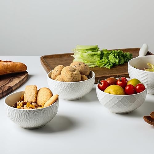 Miniatura 6 de Sureasy - Juego de cuencos de cerámica para helado de 4 a 12 onzas, cuencos pequeños de postre blancos para cocina, perfectos para arroz, fruta y