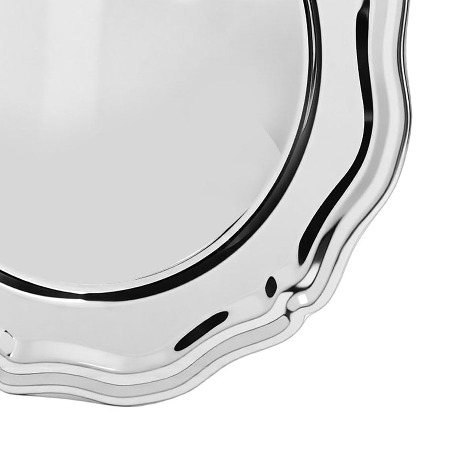 Bandeja para Fiestas,Bandeja Grande para Servir De Acero Inoxidable 304 con Borde De Encaje, Plato Decorativo Redondo para Aperitivos De Frutas Y Postres para Cocina, (Grande)