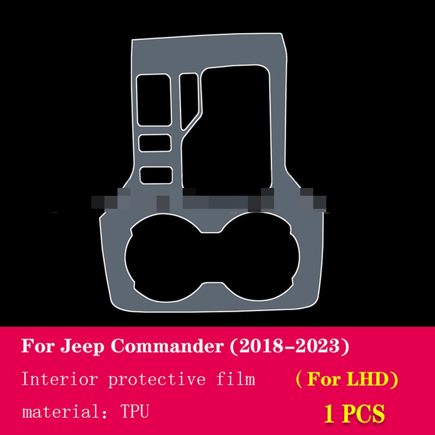 LAVIYE Car Interior Center Console Transparent PPF-TPU Protective Film Anti-Scratch Repair Film Accessorie，for Jeep Commander 2018-2023