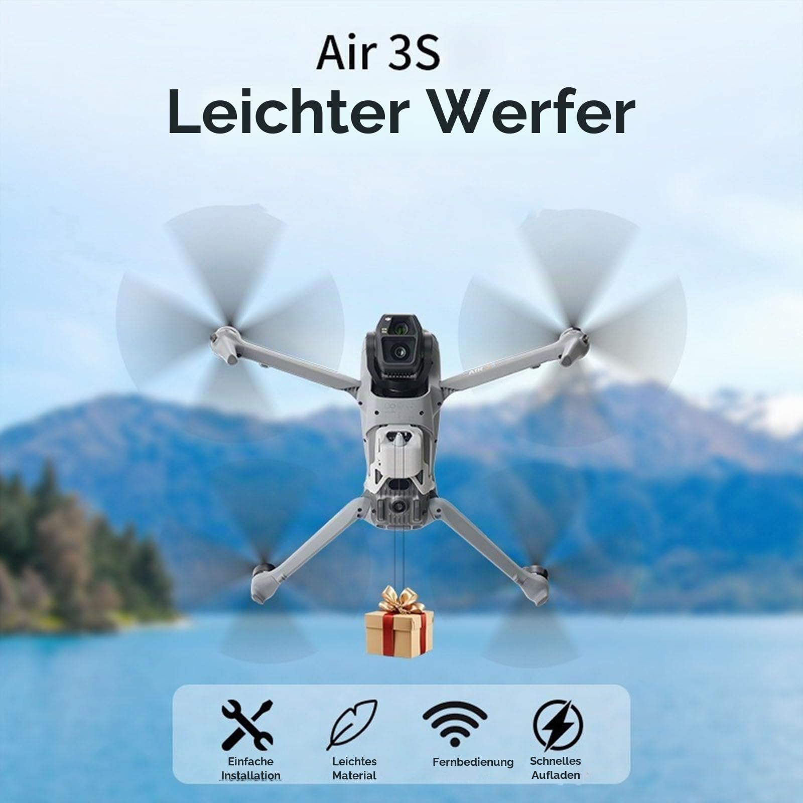 Drohnen-Abwurfsystem für DJI Air 3S lichtempfindlicher Werfer Transport-Lieferung Nutzlast-Freisetzung Luftabwurf-Gerät