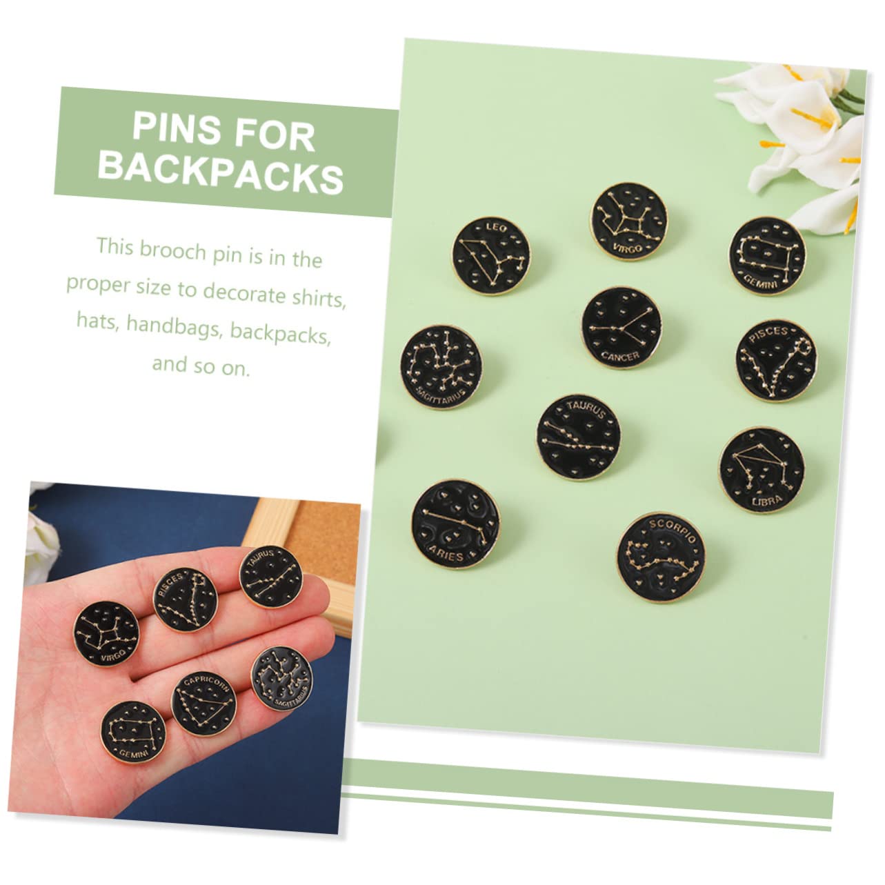 60stücke Teiliges Set Von Zodiac Emaille Broschen Dekorative Anstecker Für Kleidung Taschen Und Hüte Stilvolle Accessoires Für Fans Der Astrologie
