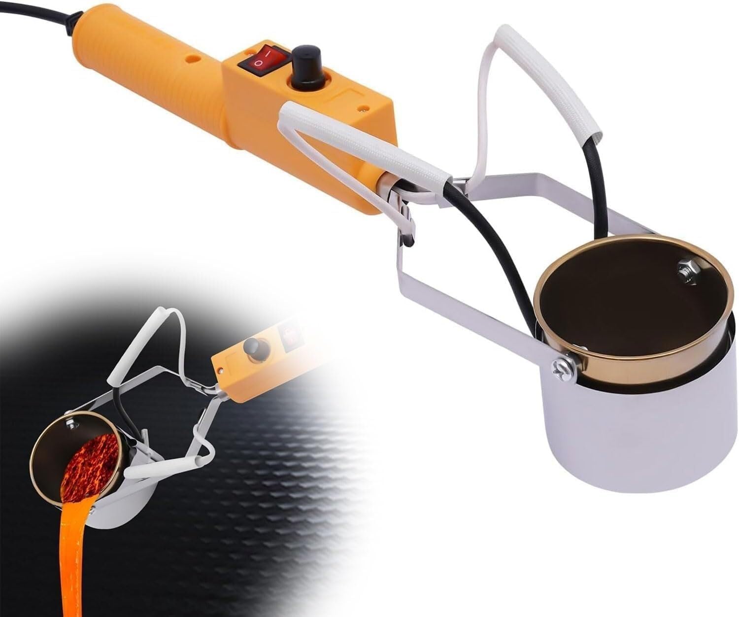 Handheld Mini Lead Melting Pot with Adjustable Temperature 150-450℃, Metal Heating Core Double-Layer Pipe Sleeve, for Fishing Weight Molds & Metal Pendant(280W)