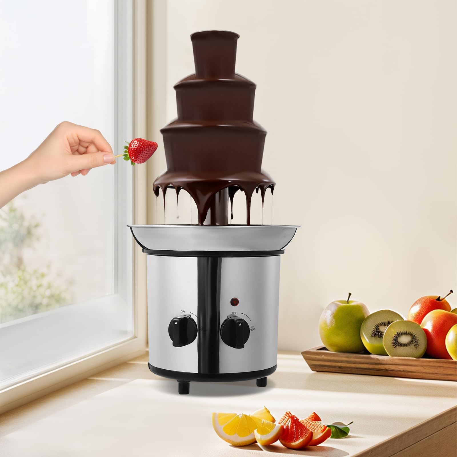 Fuente de chocolate eléctrica de 4 niveles, fuente de chocolate, para brunch, fiestas, Navidad, Año Nuevo