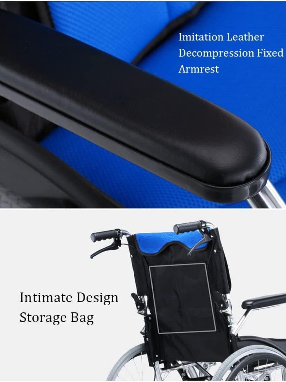Silla Ruedas Sillas de Ruedas de Aluminio Sillas de Ruedas de Transporte con Empuje Manual Sillas de Ruedas portátiles para Personas Mayores Silla de Transporte con Freno de Mano Conveniente