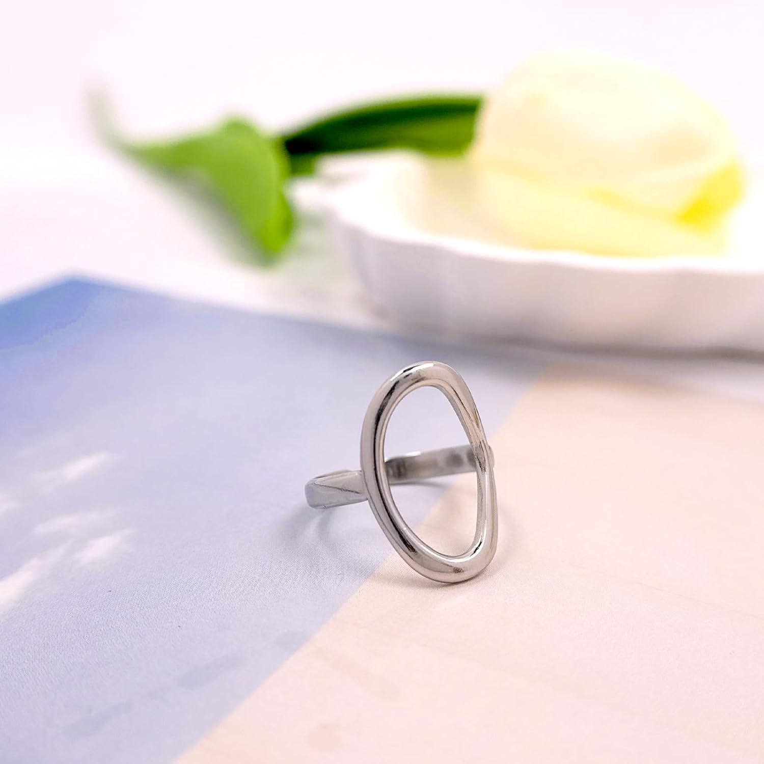 Gold Chunky Rings for Women Open Adjustable Statement Boho Rings Set Stainless Steel Silver Non Tarnish Ring Asymmetrical Wavy Curve Unique Thumb Irregular Thick Flower Ring - Image 6