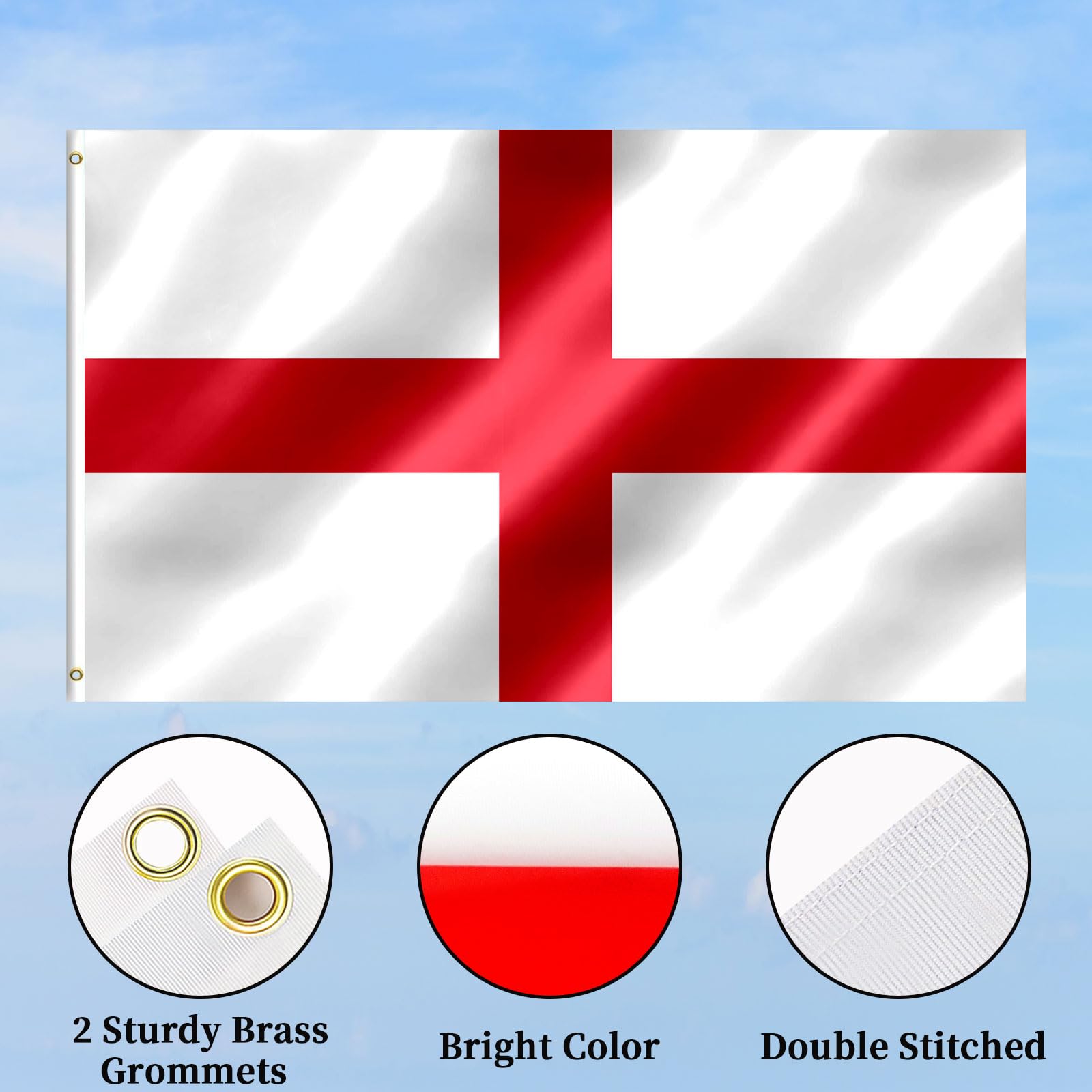 England Flag 3x5 FT English Flag With Brass Grommets Fade Proof For Outdoor Decor(England) - Image 4
