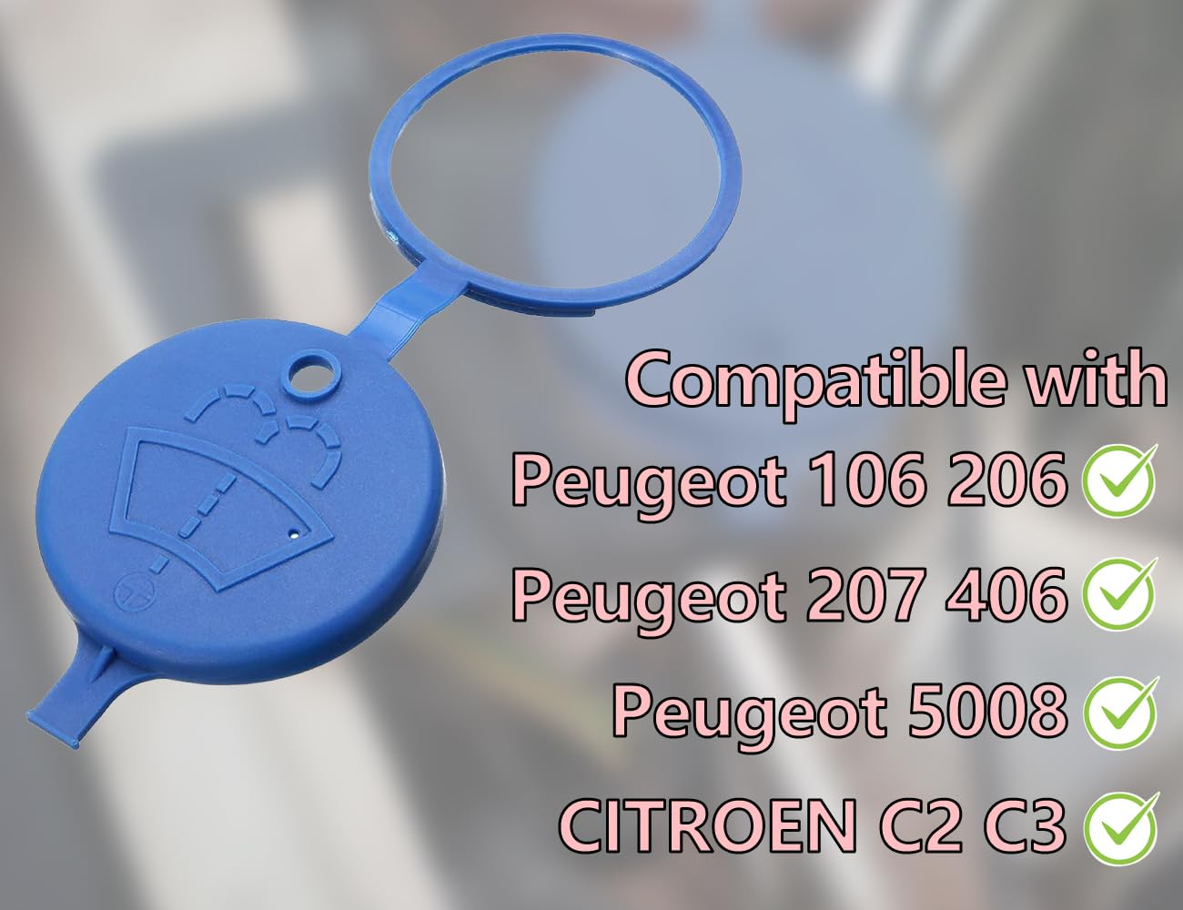 KAPSING Tappo serbatoio contenitore liquido lavavetri per auto, coperchio contenitore liquido tergicristallo, adatto alla maggior parte dei modelli, 13227300