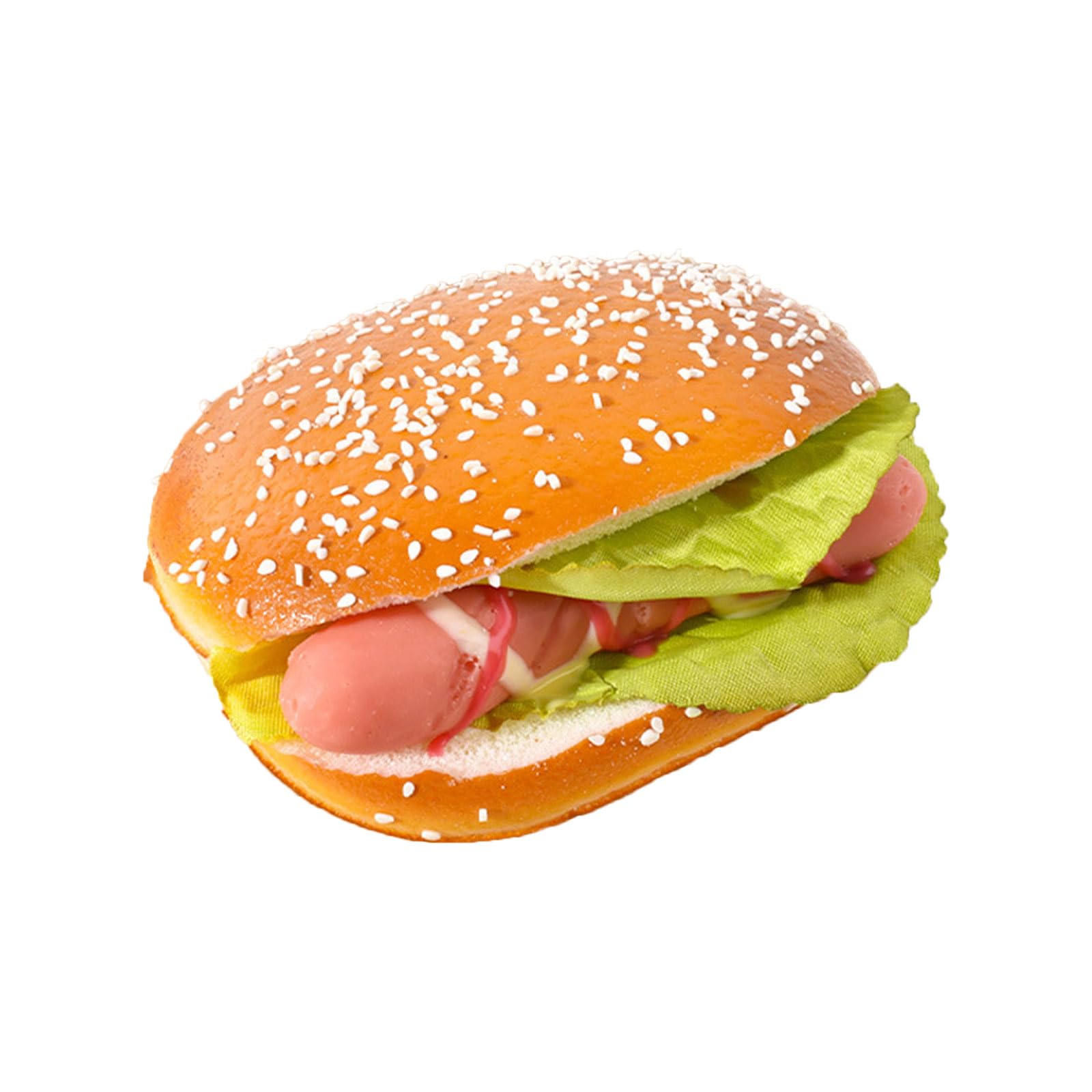 Buxuaaaa Imitation Hamburger Bread Models Artificial Food Bread Model PU Texture Perfect for Home Decors and Party Displaying Restaurant Photography Props