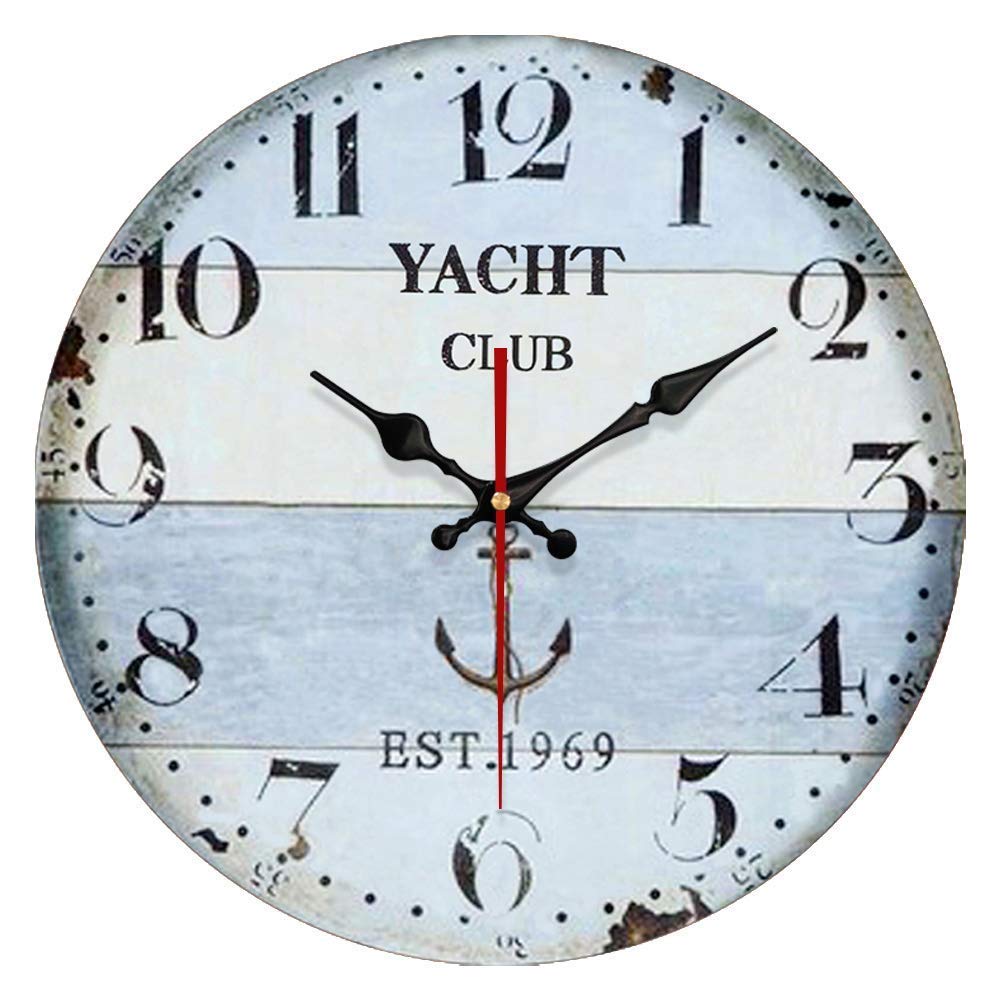 Stylish Wooden Round Wall Clock Arabic Numerals Vintage Antique Shabby Chic Style For Home Kitchen