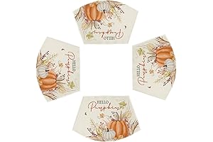 Artoid Mode Hello Pumpkin Wildflower Grass Round Table Wedge Placemats Set of 4