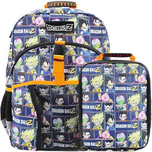 Conjunto de mochila e lancheira de 40,6 cm para escola e viagens, Dragon Ball Super Saiyajin, 16'H x 12'W x 5'D