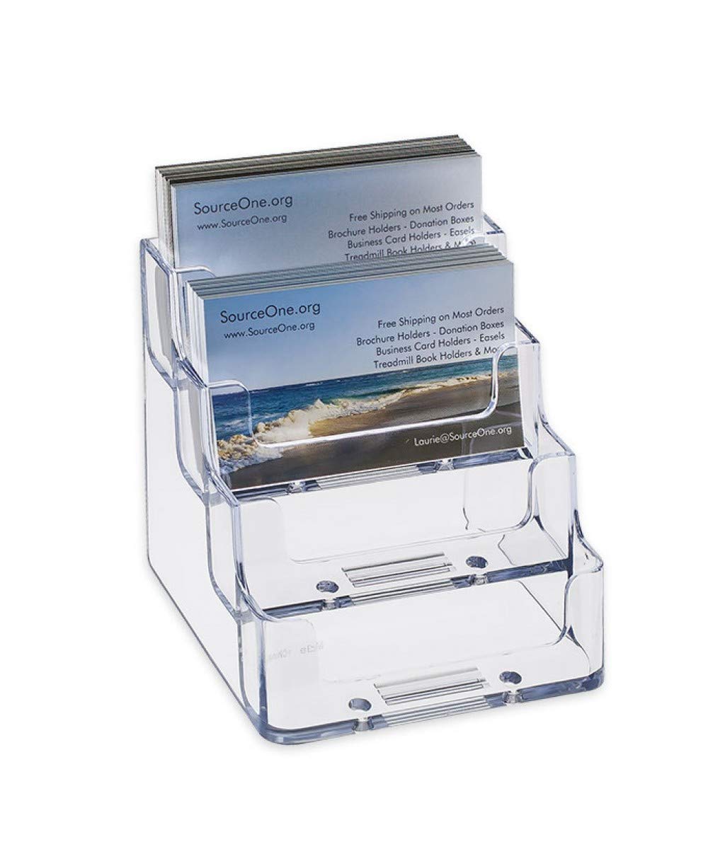 SOURCEONE.ORG Source One 4 Pocket Clear Acrylic Business Card Holder (BC-4P)