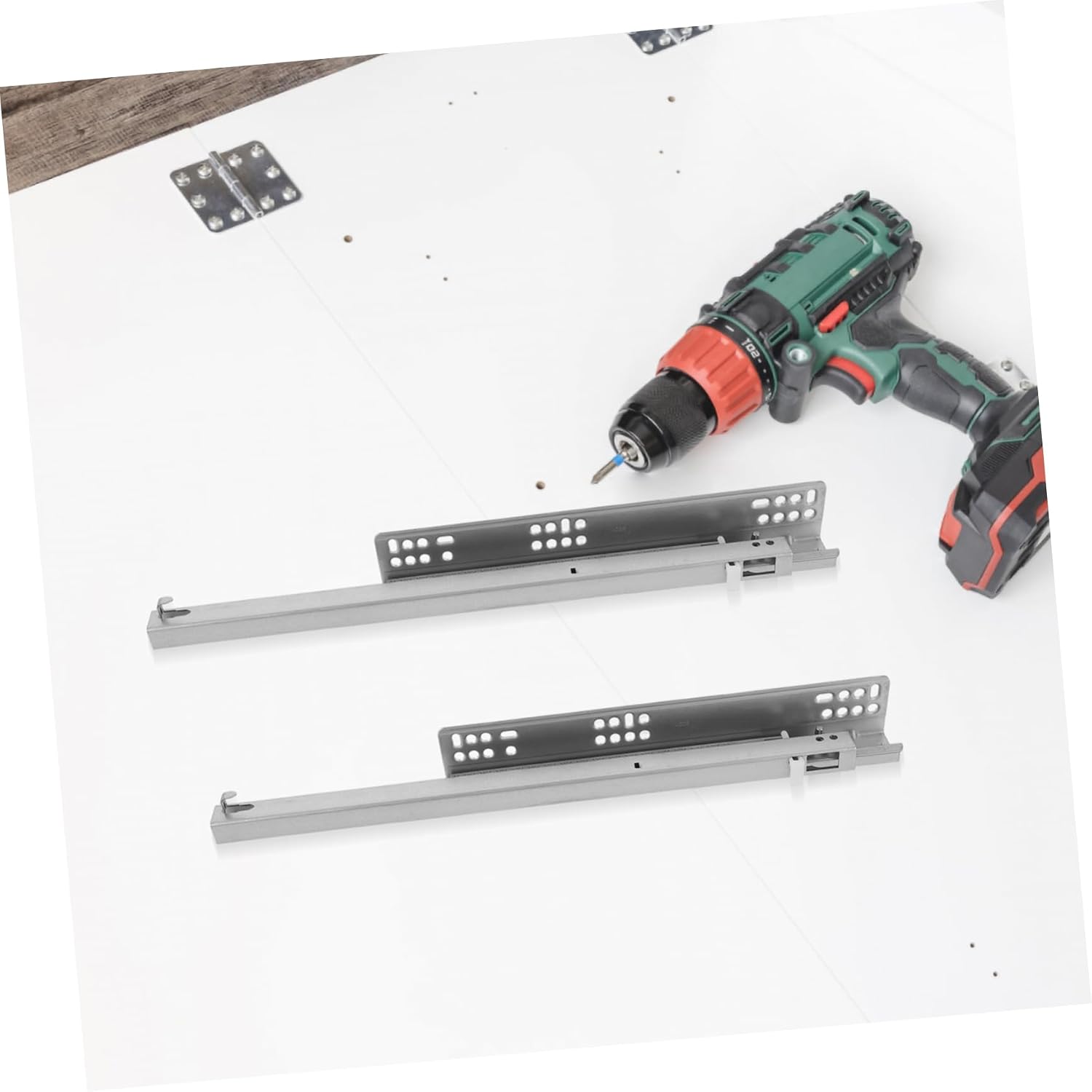 Angoily drawer slides and power drill for installation