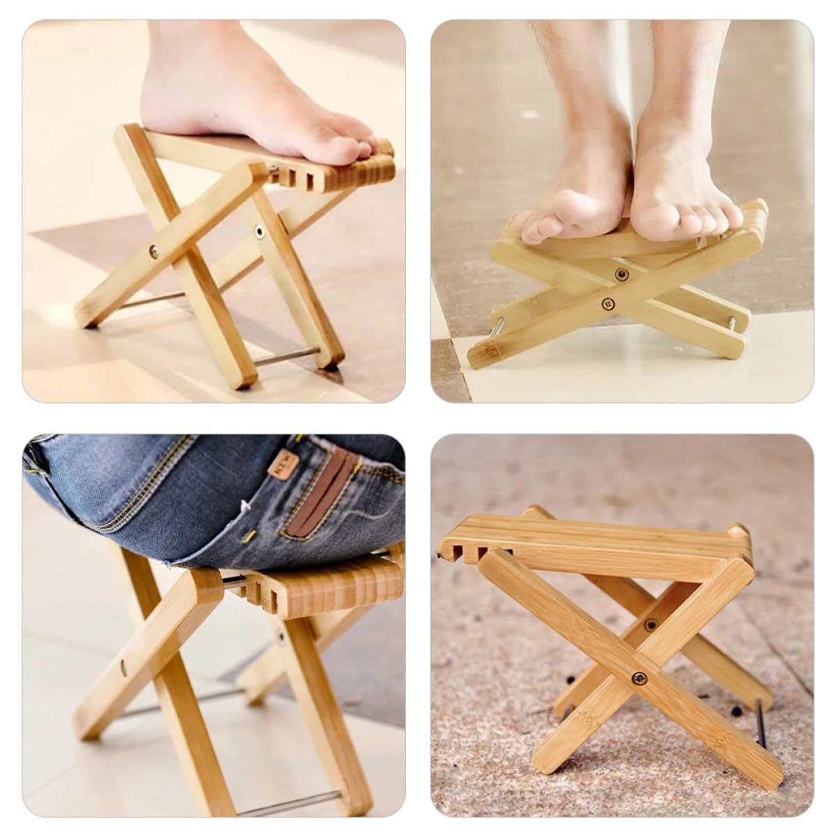 PRETYZOOM Poggiapiedi per Chitarra Pieghevole in Legno, Leggero e Portatile, con Borsa, per Utilizzo con Chitarra in Ufficio o Casa