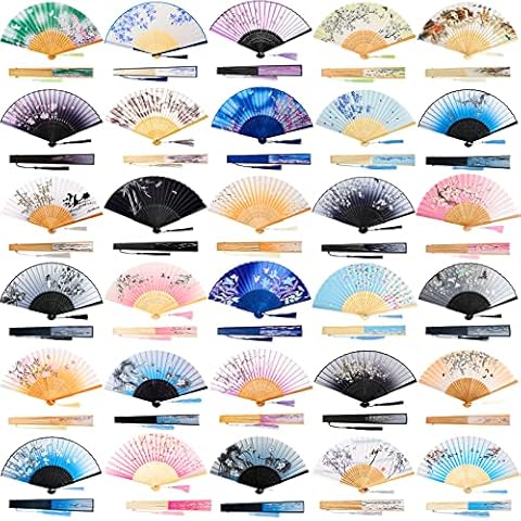 30 Pcs Floral Hand Fans Cover