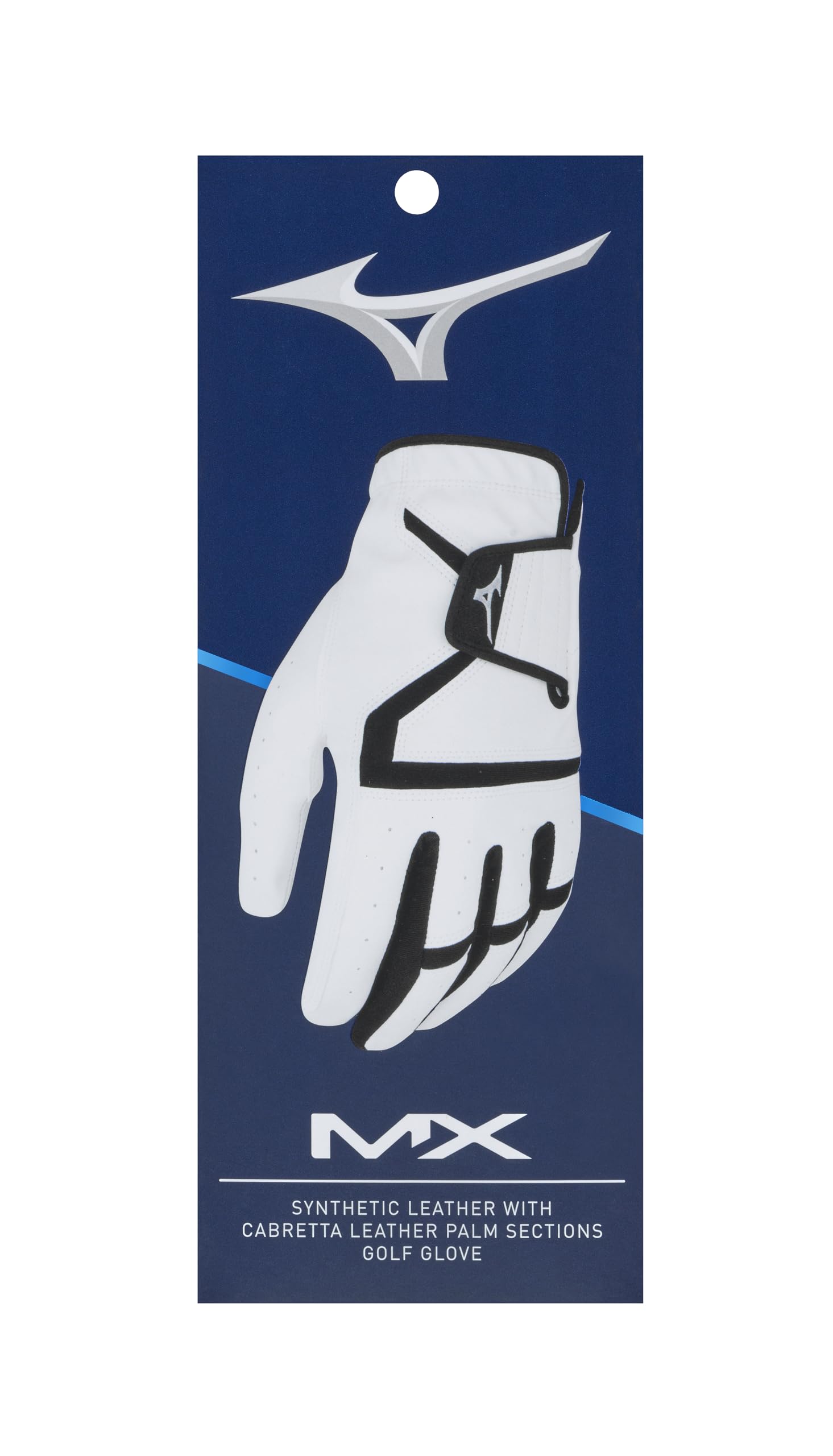 Mizuno Mens MX Synthetic Leather Golf Glove, Right Hand White/Black, Medium Large