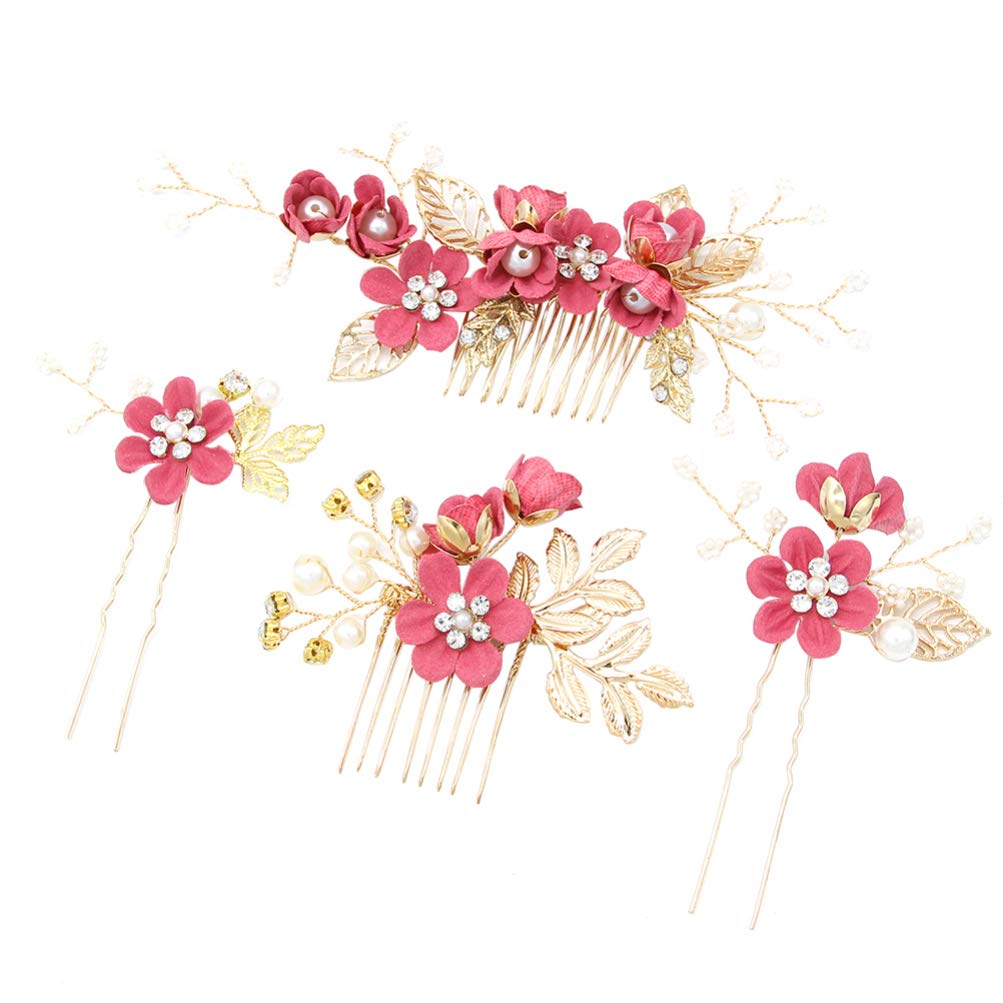 Toyvian Nupcial Peine para el Cabello - Accesorios para el Cabello de Diamantes de imitación de la Boda Peine Clip para Novia Dama de Honor (Rosa)