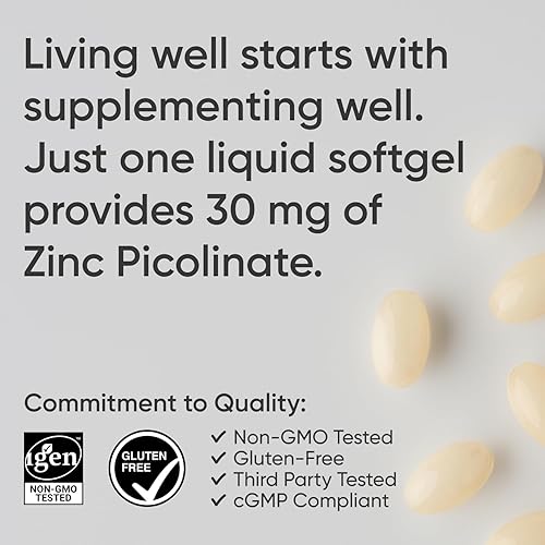 Miniatura 3 de Sports Research Picolinato de zinc de alta potencia 30 mg con aceite de coco orgánico  Suplemento de zinc altamente absorbente para una función