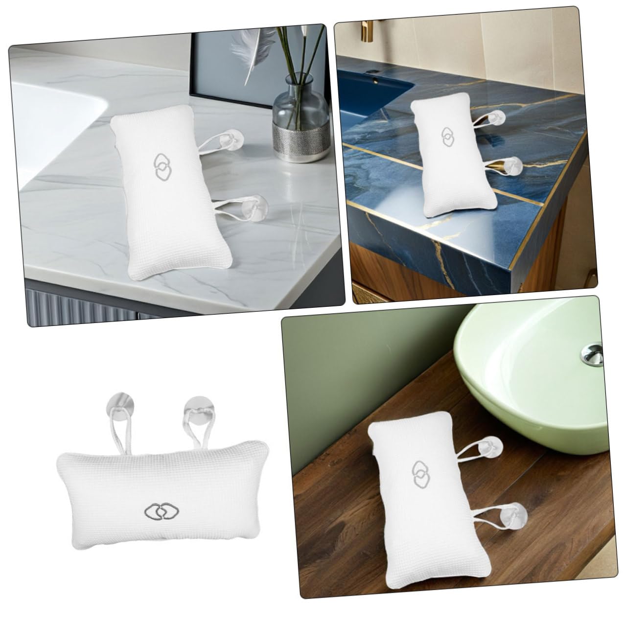 TOYANDONA 3 pezzi Cuscino da Bagno Ergonomico con Poggiatesta e Supporto Collo Soffice e Lavabile con Ventose Antiscivolo per Vasche Profonde per Rilassamento Spa e Bagno Confortevole