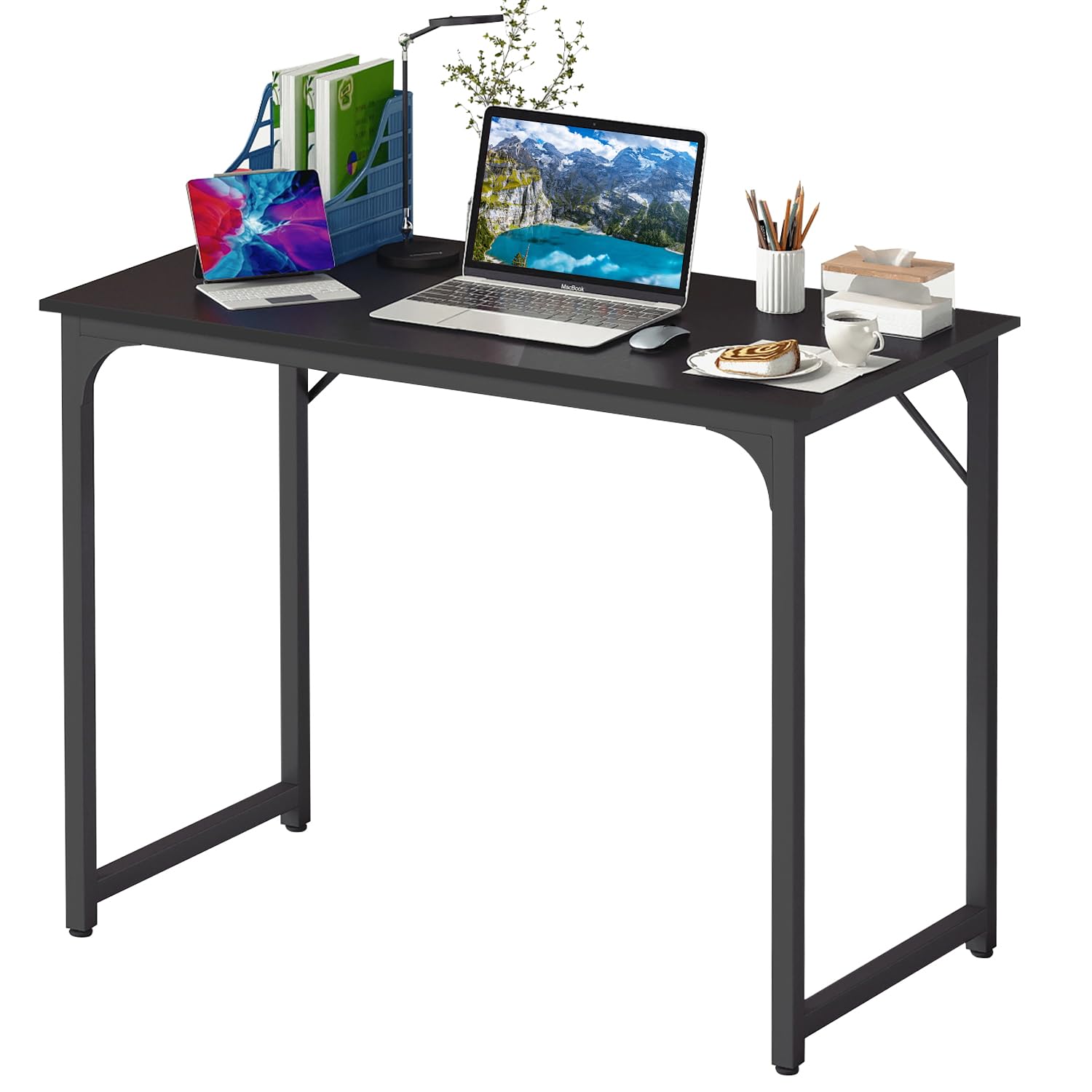 BestOffice Computer Desk,Home Office Desk, Modern Simple Style for Home Office Study Writing (Black, 39 Inch)