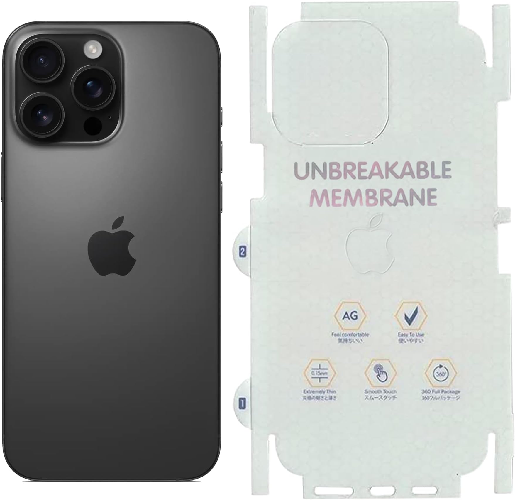 Blyton Matte Finish Back Screen Protector Compatible With iPhone 16 Pro Max Unbreakable Membrane Scratch Guard Transparent TPU Full Fit Protective, Case Friendly (Back & Side)