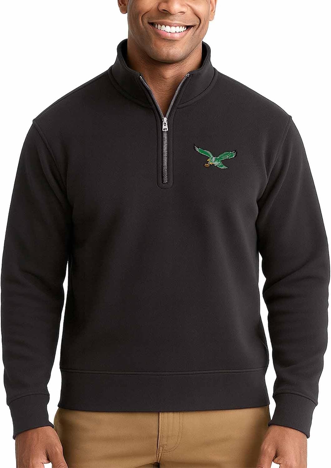 Team Fan Apparel NFL Adult Unisex Team Logo Quarter Zip Pullover Sweatshirt, Mid-Weight Officially Licensed Fleece Apparel