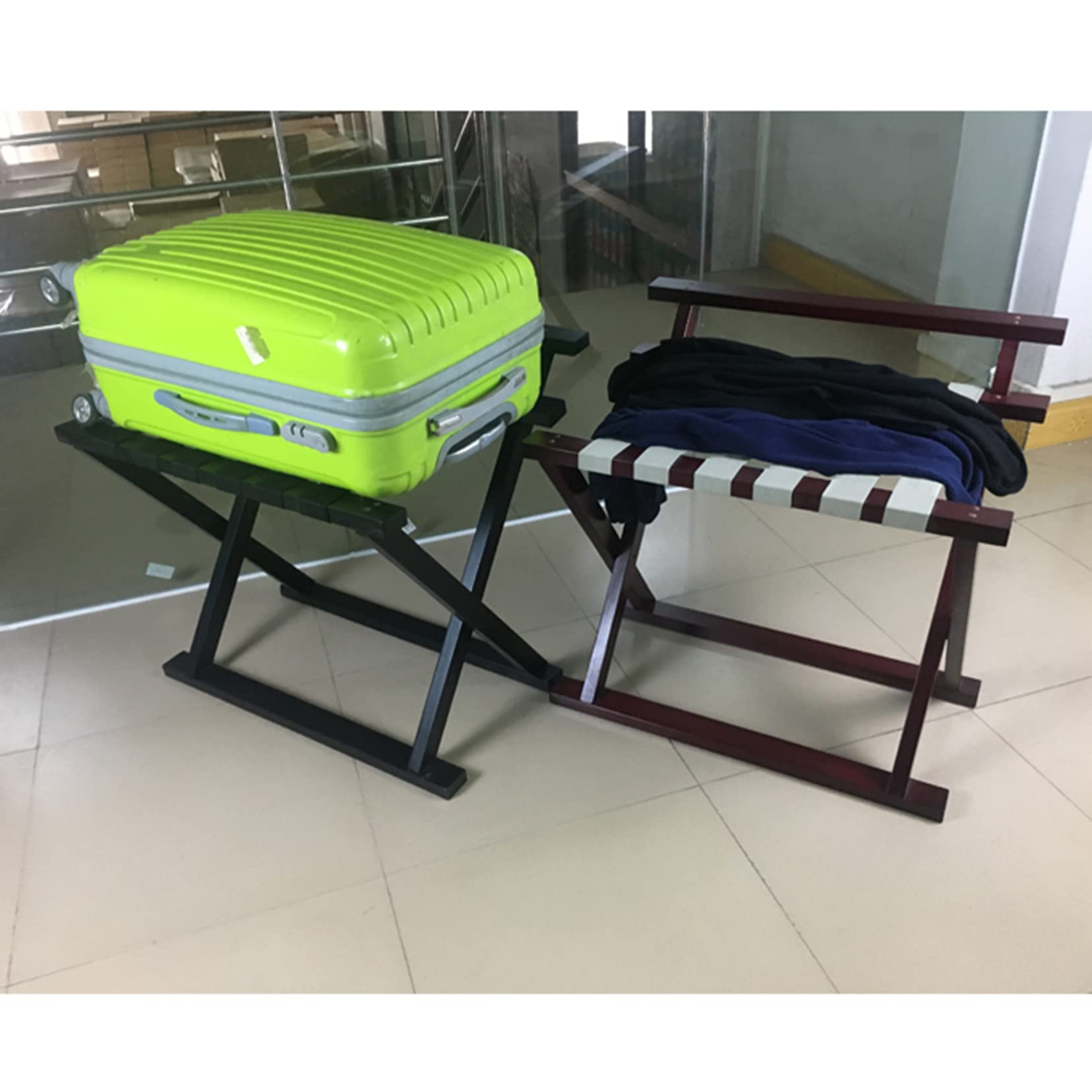 Portaequipajes para habitación, portaequipajes Plegable de Madera para Hotel con Estante, Soporte para Maleta para habitación de Invitados, Dormitorio, gabinete de Almacenamiento para organi