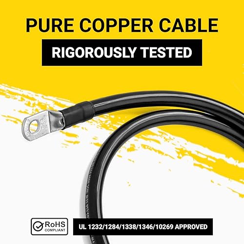 Miniatura 24 de Spartan Power - Cable de batería de 3 pies, juego de cables de calibre 4 AWG, 3/8 pulgadas M10, fabricado en EE. UU. 4 AWG-SET-3/8",1/0