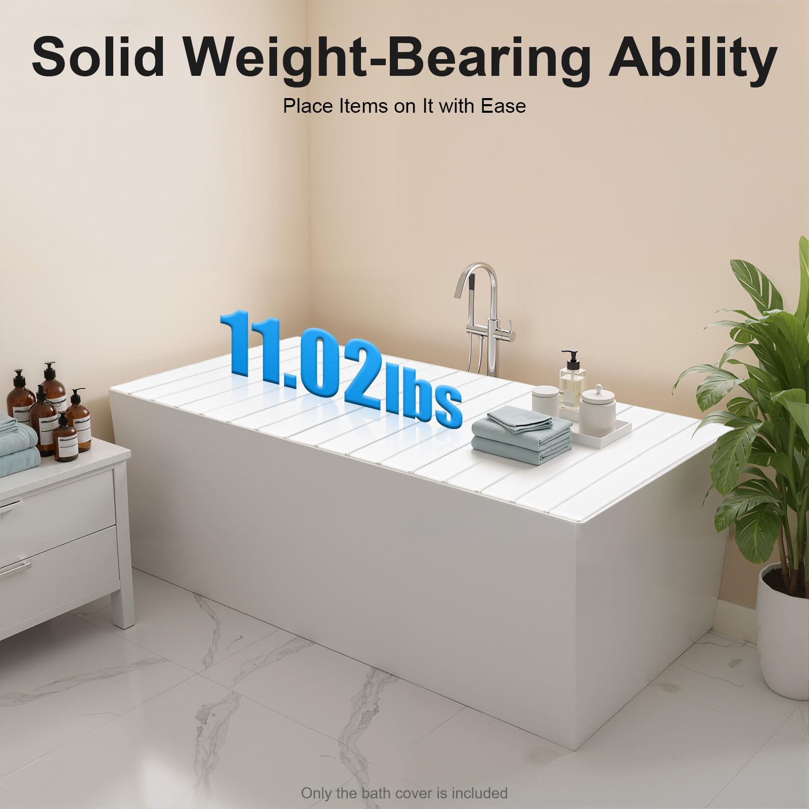 Ezcasch 70 x 170 cm, badkuipafdekking tot 6 kg belastbaar, 7 mm pvc, opvouwbare badplank, isolatieplaat, stofdicht, waterdicht, voor huis, badkuip, badkamer, spa, wit