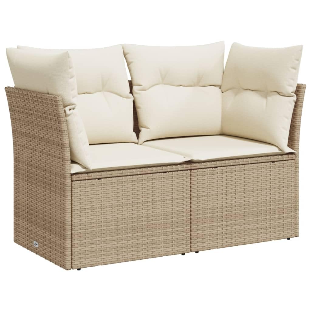 vidaXL Canapé de Jardin avec Coussins 2 Places, Siège avec Housse, Meuble de Terrasse Patio Balcon Extérieur, Beige Résine Tressée